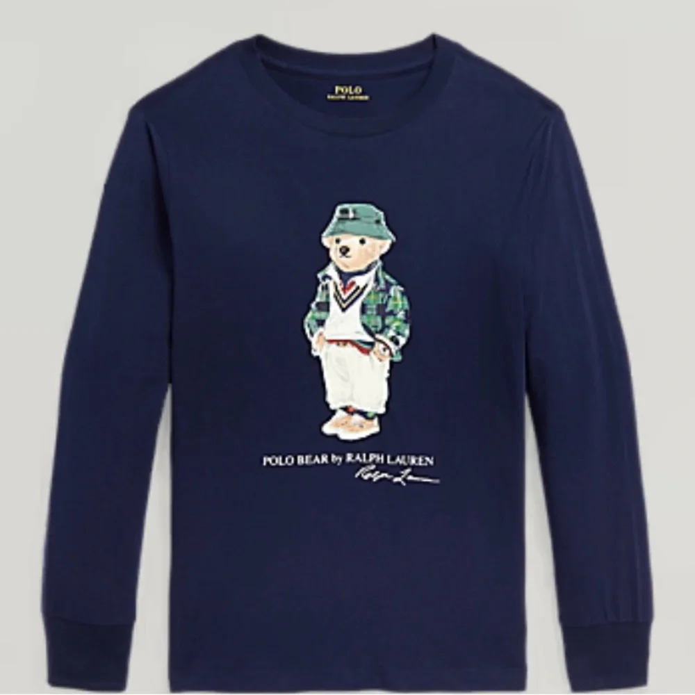 Ralph Lauren Kids Long Sleeve Classic Navy‎ Polo Bear Tee SZ XL 18-20